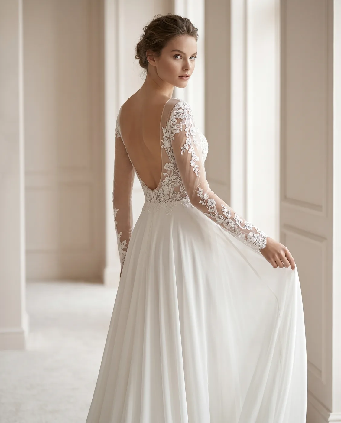 Lace-Bodice Open-Back A-Line
