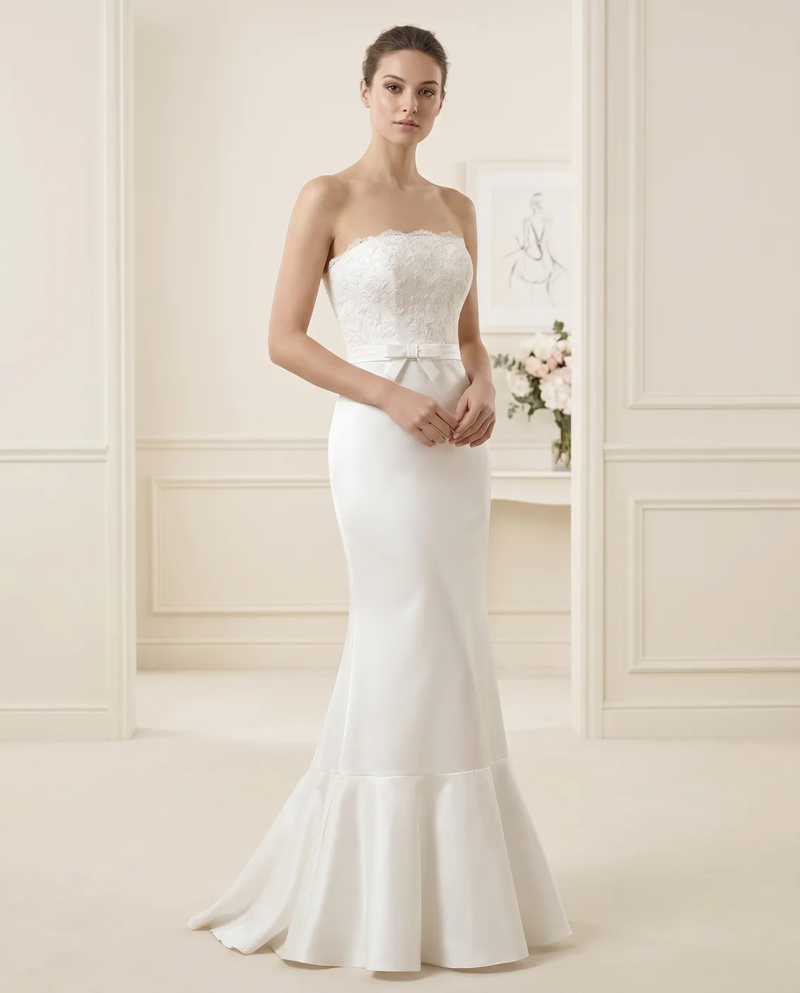 Strapless Lace Mermaid Gown