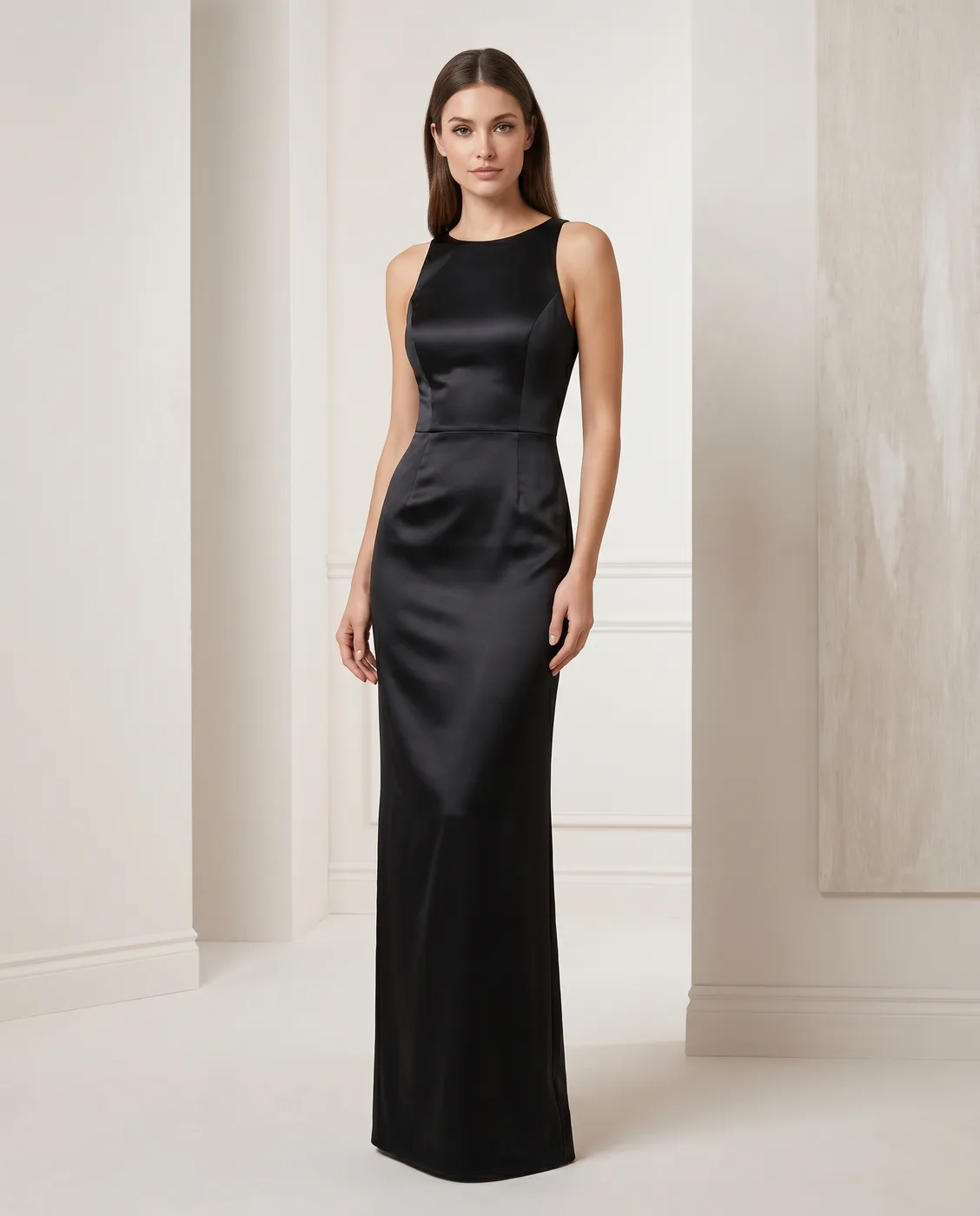 Black Illusion Lace Back Gown