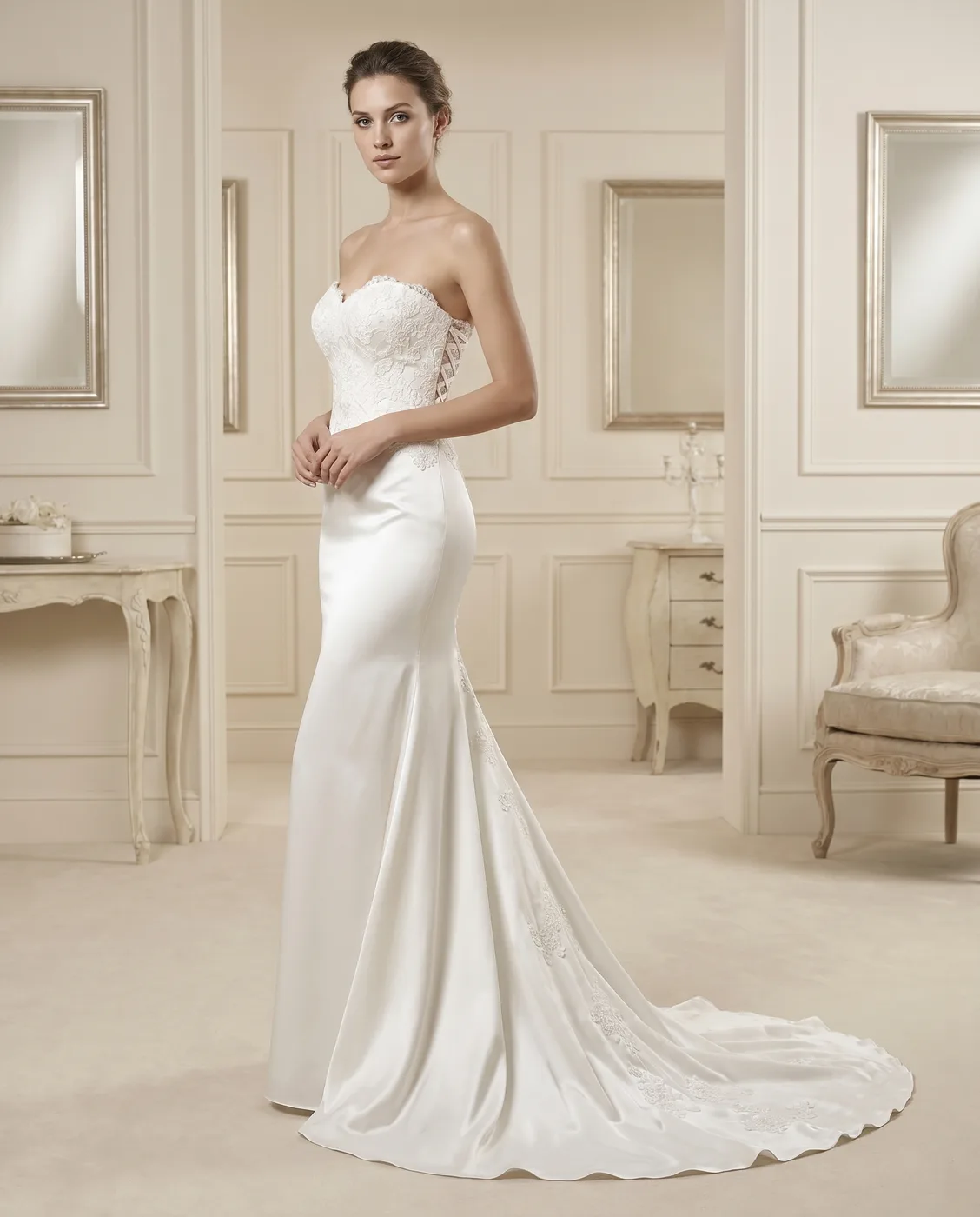 Corset-Back Lace Mermaid Gown