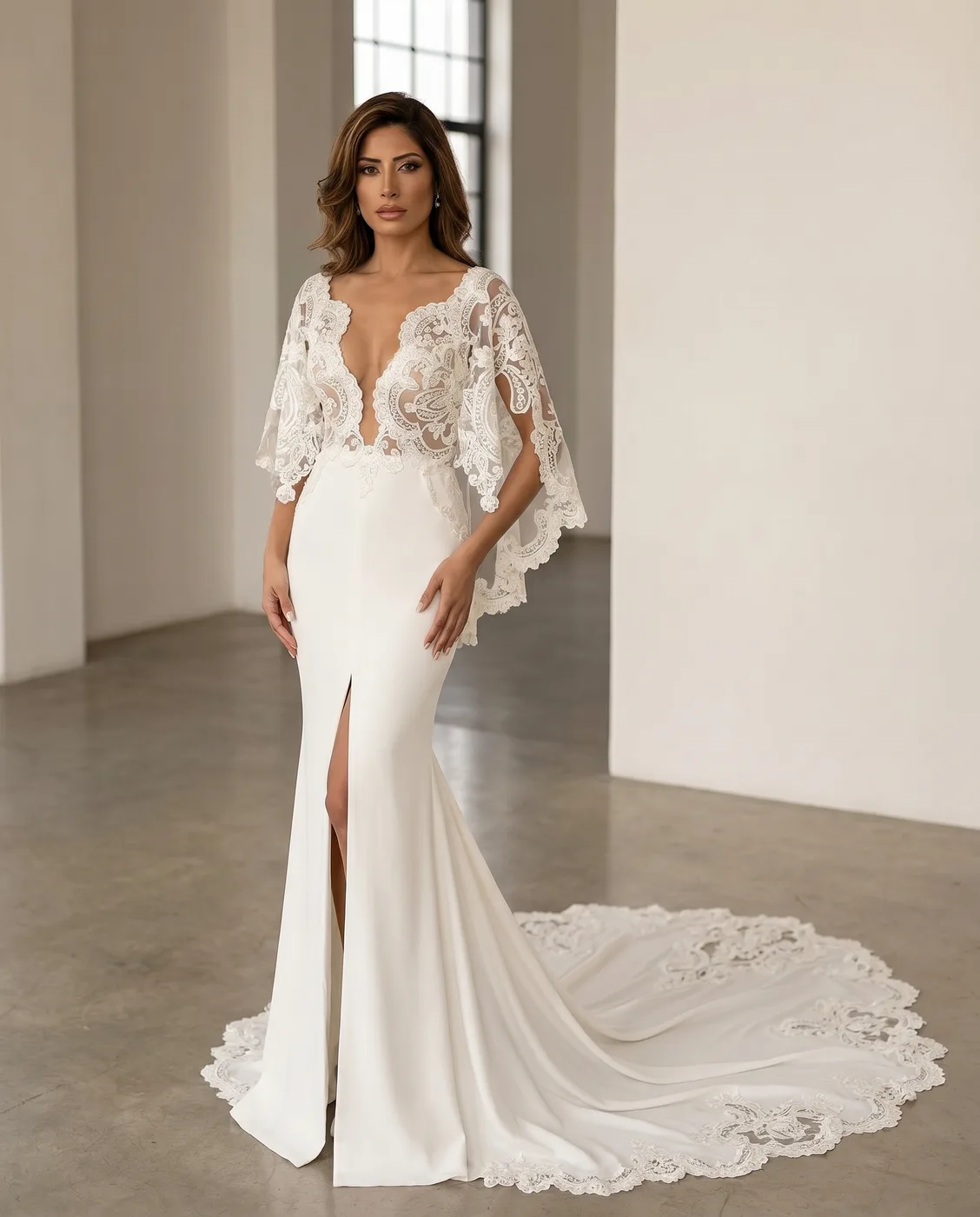 Lace Cape Slit Column
