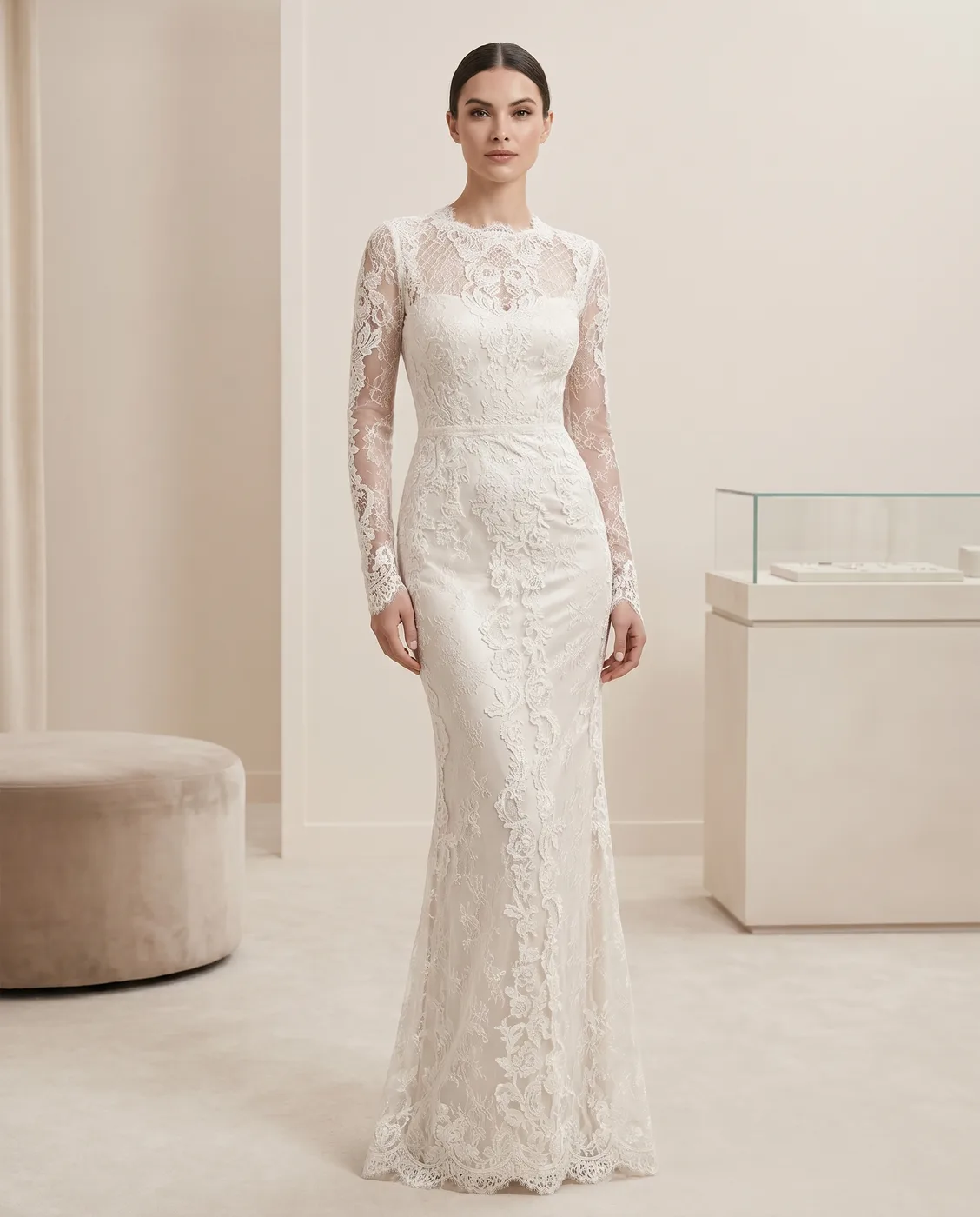 Fitted Lace Sleeve Gown