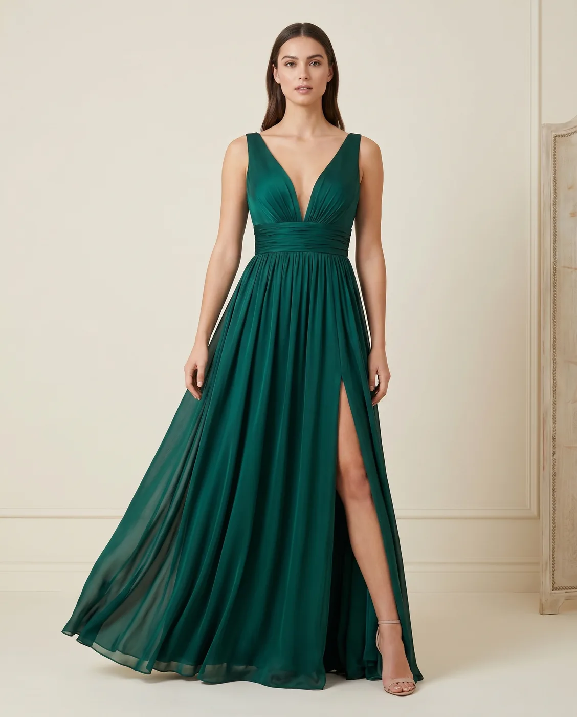 Emerald Chiffon Goddess Gown
