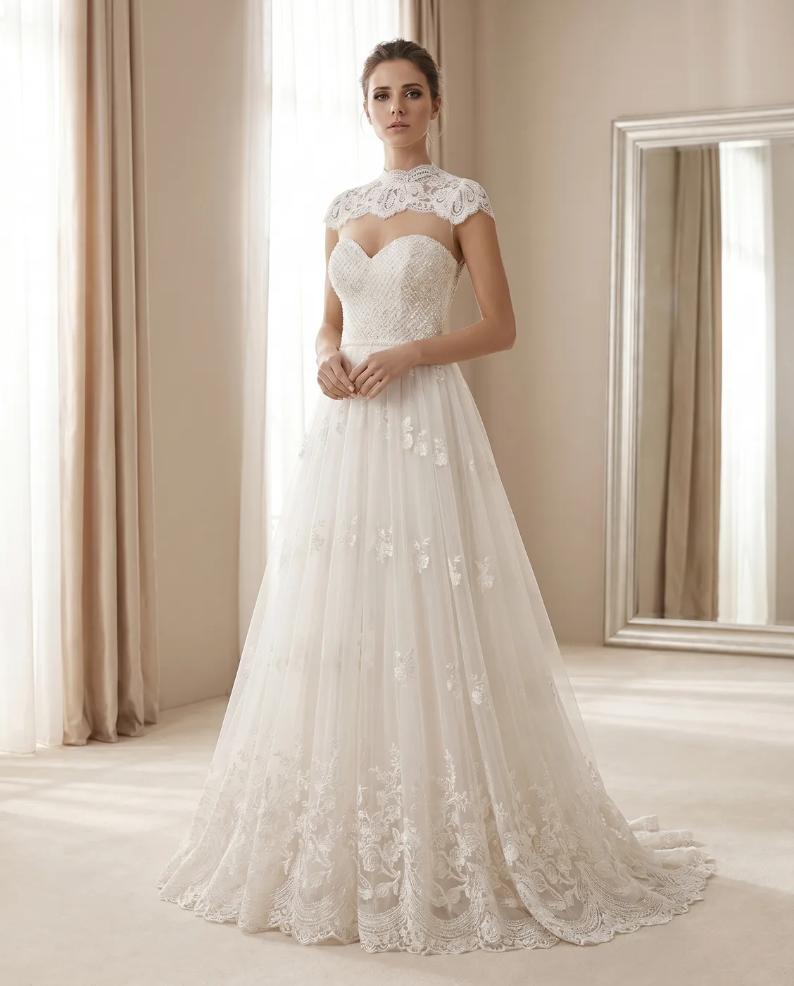Beaded Tulle A-Line Gown