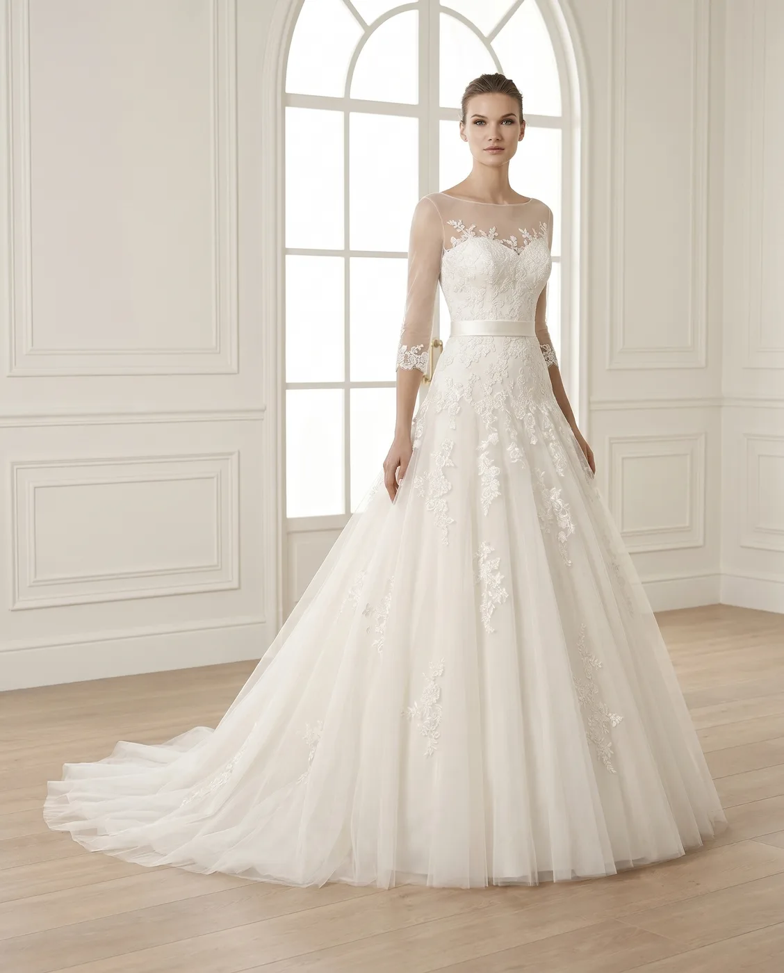 Ivory Illusion Lace A-Line