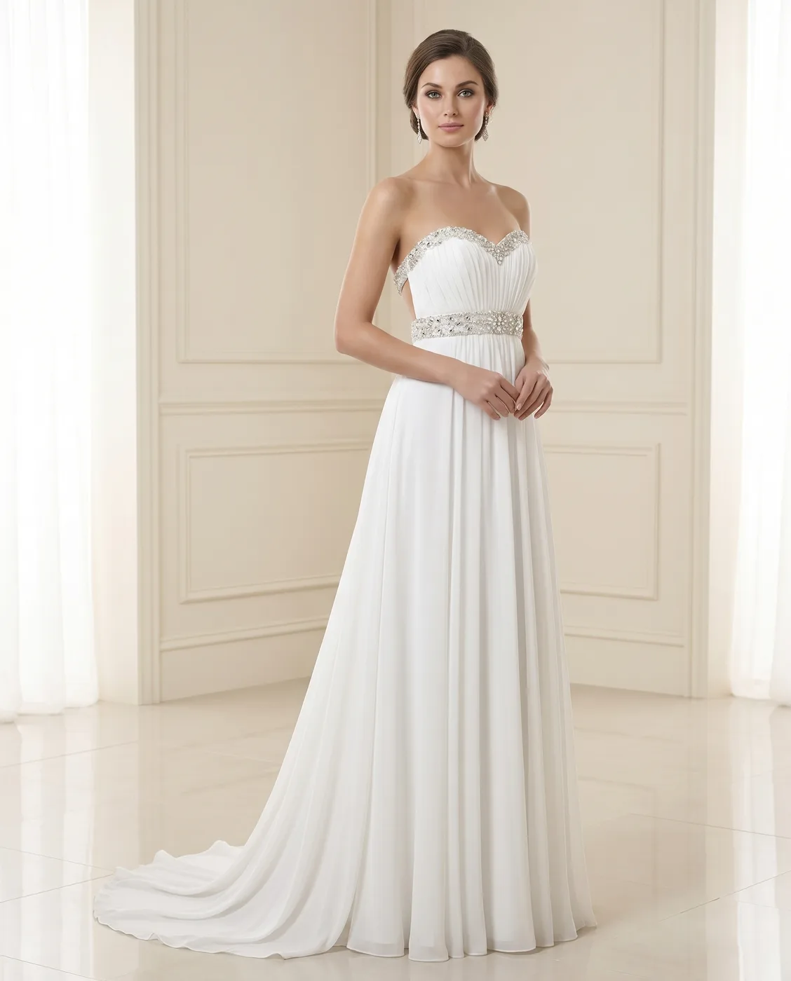 Crystal Waist Chiffon Column