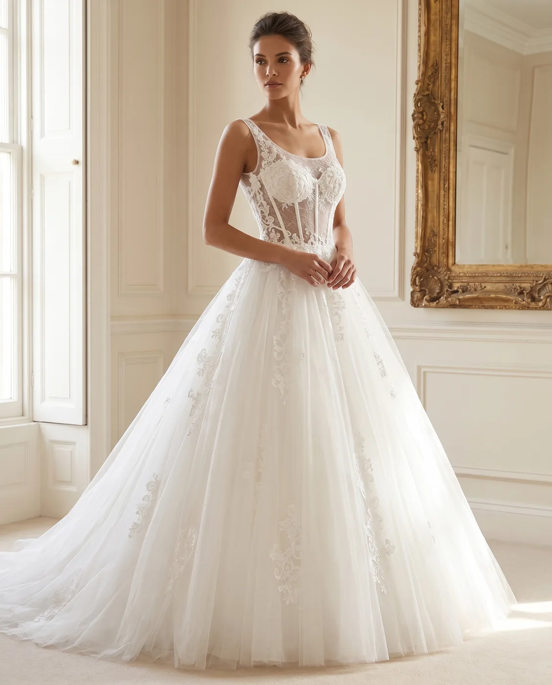 Sheer Corset Tulle Ballgown