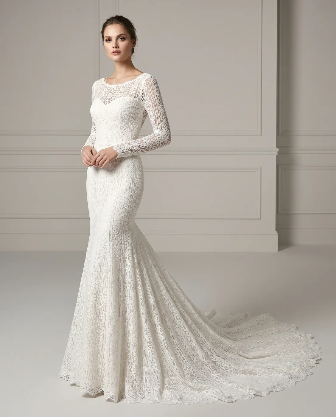 All-Over Lace Mermaid Gown