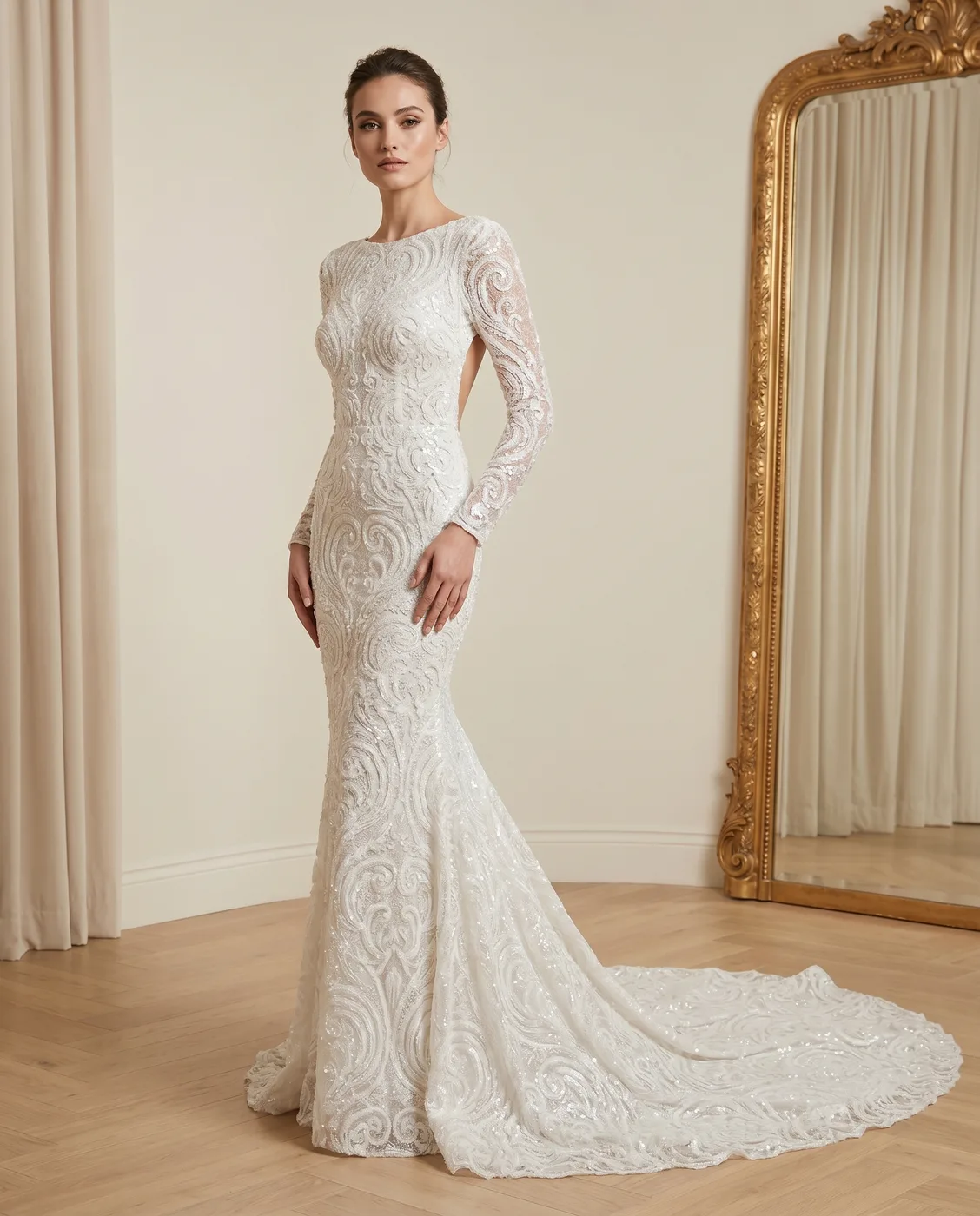 Baroque Swirl Lace Gown